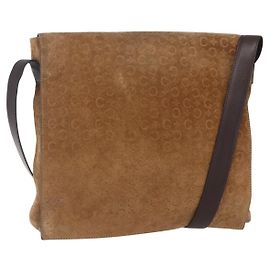 Céline Borsa a Spalla in Tela Macadam C di CELINE in Suede Beige Oro Auth bs31022