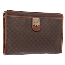 Céline Clutch in tela Macadam CELINE in pelle PVC marrone oro Auth bs31209