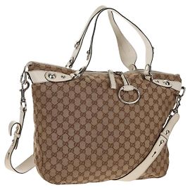 GUCCI GG Canvas Handtasche 2way Beige Weiß Auth ep10950