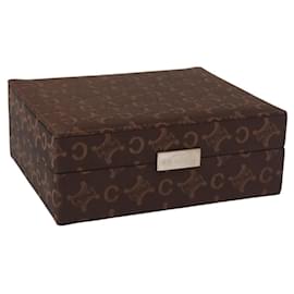 CELINE C Macadam Canvas Jewelry Box Brown Silver Auth 154905V - Céline