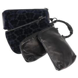 Autre Marque Lederpouch mit 4 Haken Bottega Veneta Navy Auth bs29559