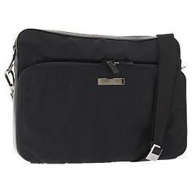 Borsa a Spalla GUCCI in Nylon e Pelle Nera Auth ep11070