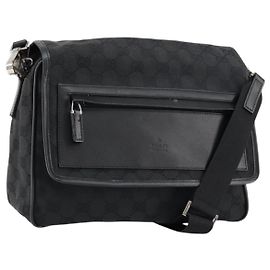 Borsa a Spalla GG Canvas Gucci Nera Argento 28562 Auth yk19546