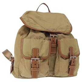 PRADA Rucksack aus Nylon Beige Silber Authentisch 153987