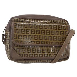 Fendi Beige Zucchino Canvas Schultertasche Auth th6516