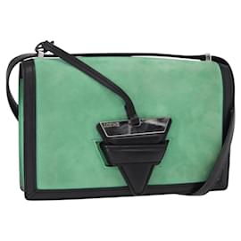 Borsa a Spalla LOEWE Barcelona in Pelle Suede Verde Argento Autentica 153905