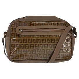 Borsa a Spalla FENDI Zucchino in Tela Rivestita Beige Auth ti3464