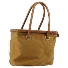 Céline Borsa a mano CELINE in nylon marrone oro Auth 143497