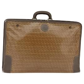 FENDI Zucchino Canvas Trunk Tela rivestita Marrone Oro Auth ti3443 - Fendi