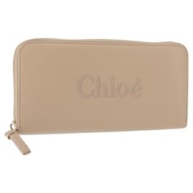 Chloé Chloe Sense Langer Geldbeutel aus Leder Beige Auth 148479
