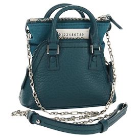 Autre Marque Mini borsa a mano in pelle 2 in 1 Maison Margiela blu argento autentica 128504M