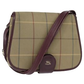 Autre Marque Bolsa de Ombro Burberrys Nova Check em Lona e Couro Bege Dourado Auth bs30648