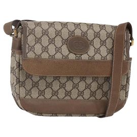 Gucci Bolsa de Ombro GG Supreme em PVC Couro Bege Dourado 001 106 0185 Auth ki6140