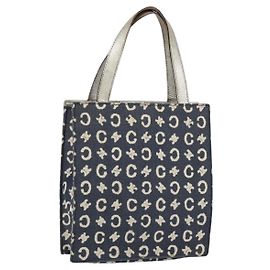 Céline Bolsa de mão em lona Macadam C da CELINE em denim azul prateado autêntica ep11519