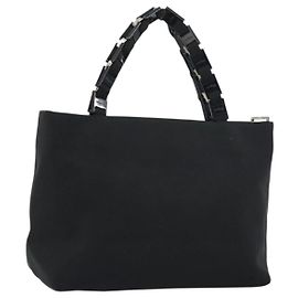 Borsa a mano Salvatore Ferragamo in tela nera e argento autentica bs31657