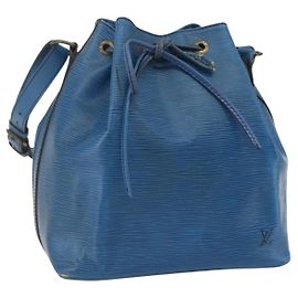 LOUIS VUITTON Borsa a Spalla Petit Noé Epi Blu M44105 LV Auth ka741