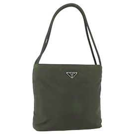 Borsa a Spalla PRADA in Nylon Khaki Argento Autentica ti3532