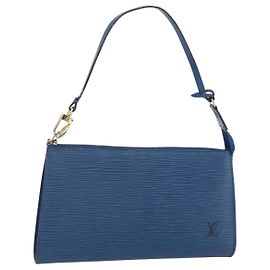 LOUIS VUITTON Epi Pochette Accessori Pouch Blu M52985 LV Auth BA8155