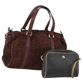 Handtasche Christian Dior BOTTEGA VENETA Wildleder PVC 2 Set Braun Gold Auth bs30859