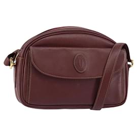 ショルダーバッグ Vintage Cartier Must Line Shoulder Bag Cartier Must Line Shoulder Bag Dark red Leather ref.1452735 - Joli
