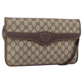 Gucci GG Supreme Schultertasche PVC Beige Gold 004 904 0671 Auth 152570