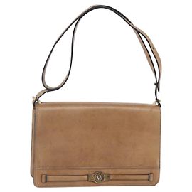 Borsa a Spalla Christian Dior in Pelle Marrone Oro Auth bs30791