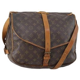 LOUIS VUITTON Monogram Saumur 35 Shoulder Bag M42254 LV Auth bs30612