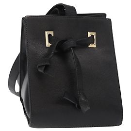 Borsa a Spalla Salvatore Ferragamo in Pelle Oro Nero Auth bs30658