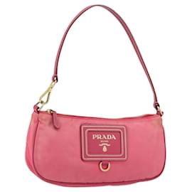 Borsa a Spalla PRADA in Nylon Pelle Rosa Oro Auth 155082