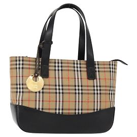 Sac à main en toile beige à motif Nova Check de BURBERRY, or, authentique am9824