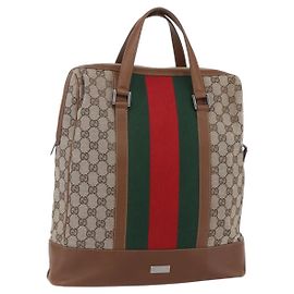 Borsa a mano in tela GG Gucci Web Sherry Line edizione speciale Beige Oro Auth mr1598