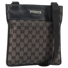 Borsa a Spalla GG Canvas Gucci Marrone Argento 019 0348 Auth 153116