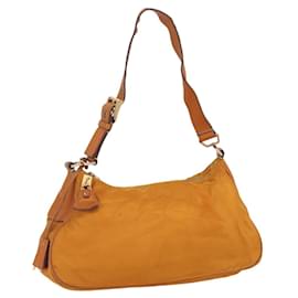 Borsa a Spalla PRADA Nylon Arancione Oro Auth 154692