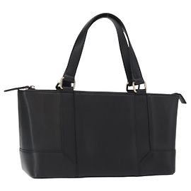 Burberry Bolso Tote de Cuero Negro y Dorado Auth BA8801