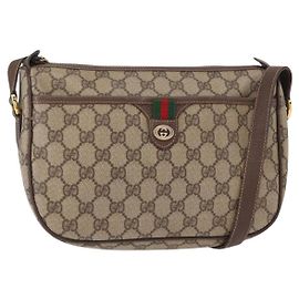 Borsa Sherry Line GG Supreme Web di GUCCI in PVC beige e oro 89 02 077 Auth 156280