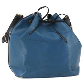 LOUIS VUITTON Borsa Petit Noé Epi Bicolore Nero Blu M44152 LV Auth 156287
