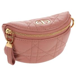 Pochette Canage Christian Dior in pelle di agnello rosa e oro Auth bs31470SAV