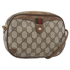 Borsa Sherry Line GG Supreme Web di GUCCI in PVC Beige Rosso Verde 89 02 066 Auth 157159