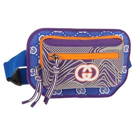 GUCCI Waist bag Nylon Blue Silver 752102 Auth BA8729V
