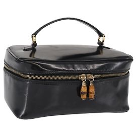 GUCCI Bamboo Vanity Handtasche aus schwarzem und goldenem Lackleder 032 1705 0150 Auth 151500
