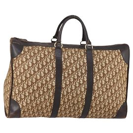 Borsa Boston in tela Trotter Christian Dior Beige Oro Auth 154737