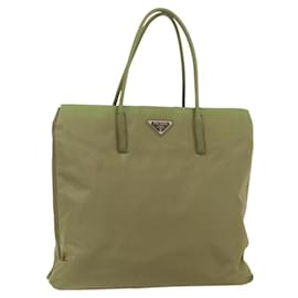PRADA Nylon Tote Bag Grün Silber Auth 155078 - Prada