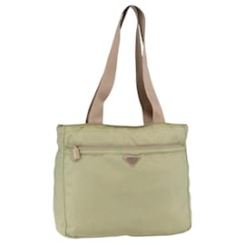 PRADA Tote Bag Nylon Grün Silber Auth 153132