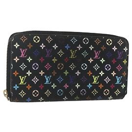 Cartera Zippy Monograma Multicolor LOUIS VUITTON Negra M60243 Auth bs31331
