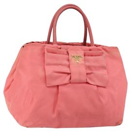 PRADA Handtasche Nylon Rosa Gold Auth 147140