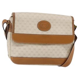 Borsa a Spalla Micro GG in Tela Gucci in Pelle PVC Bianca Auth BA6747