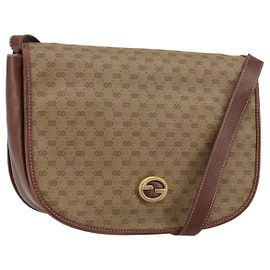 Gucci Borsa a Spalla Micro GG Supreme PVC Marrone Oro 004 113 0363 Auth bs29936