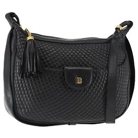 BALLY Borsa a Spalla in Pelle Nera e Oro Auth BA6625