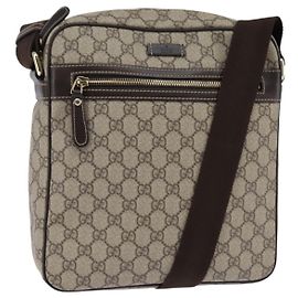 Gucci Borsa a spalla GG Supreme PVC Beige Oro 201448 Auth ep11234