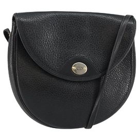 Bolso de Hombro Christian Dior de Cuero Negro Dorado Auth BA7081